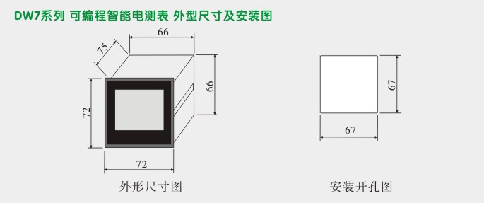 数字电流表,DW7交流电流表,电流表外形尺寸及安装图