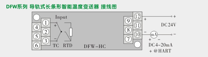 导轨式温度变送器,DFW智能温度变送器接线图