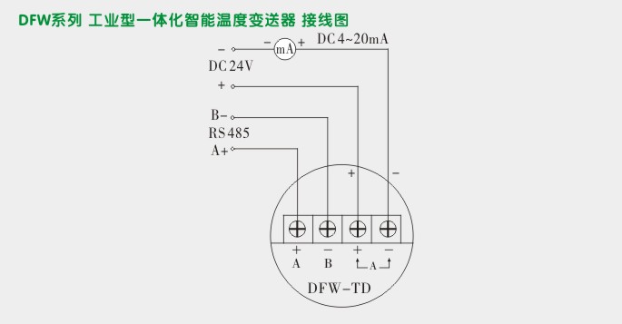 数显温度变送器,DFW通讯温度变送器接线图